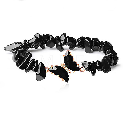 Fashionable Natural Obsidian Chips Beaded Bracelets LS-TI6720-5-1