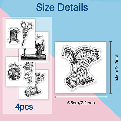 4Pcs 4 Styles PVC Stamp DIY-WH0487-0062-1