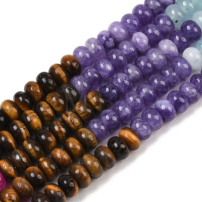 Natural Tiger Eye & Dyed White Jade & Fluorite & Synthetic Turquois Beads Strands G-Z135-C13-1