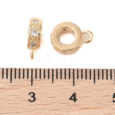 Brass Micro Pave Clear Cubic Zirconia Tube Bails KK-B100-016G-1