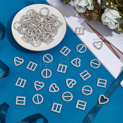 60Pcs 3 Styles Alloy Rhinestone Slider Buckles FIND-CY0001-92-1