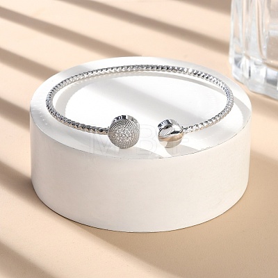 Clear Cubic Zirconia Open Cuff Bangle BJEW-G737-01P-03-1