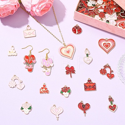 40Pcs 10 Styles Valentine's Day Theme Alloy Enamel Pendants ENAM-YW0008-63A-1