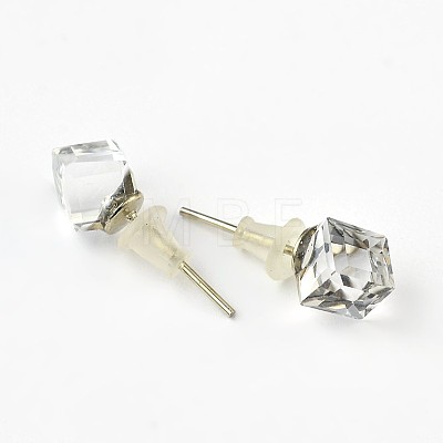 Shiny Glass Rhinestone Stud Earrings EJEW-F0039-05-1