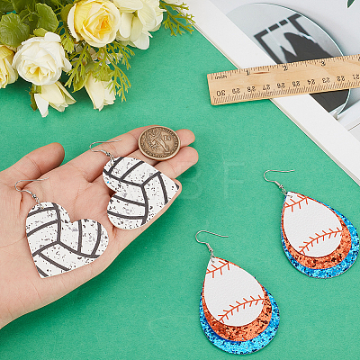 2 Pairs 2 Styles PU Leather Dangle Earrings EJEW-CL0001-03-1