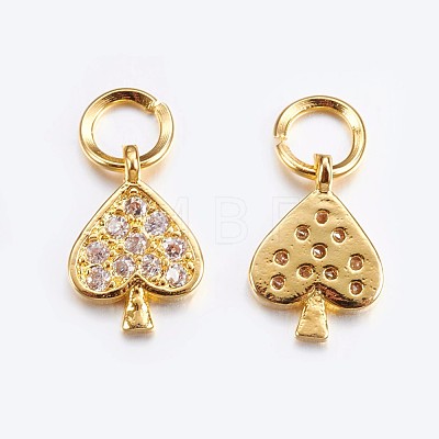 Brass Micro Pave Cubic Zirconia Charms ZIRC-G128-05G-1