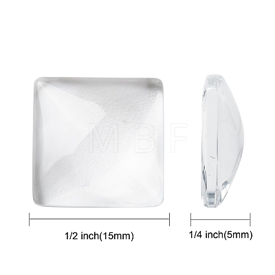 Transparent Glass Square Cabochons X-GGLA-S022-15mm-1