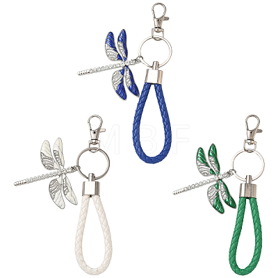 Alloy Enamel & Crystal Rhinestone & PU Leather Strap Keychain KEYC-YW00306-03-1