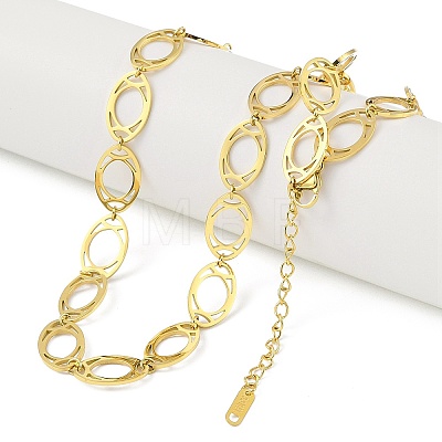 Ion Plating(IP) 304 Stainless Steel Oval Link Chain Necklaces for Women NJEW-K276-04A-G-1