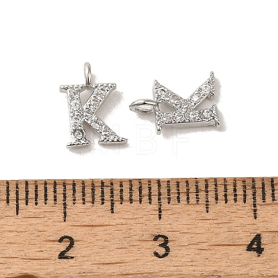 Initial Letter Brass Micro Pave Cubic Zirconia Pendants ZIRC-F008-K-1