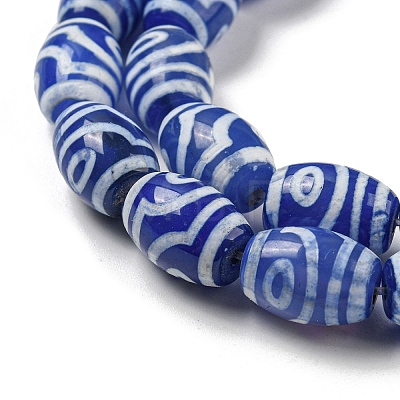 Blue Tibetan Style dZi Beads Strands TDZI-NH0001-C06-01-1