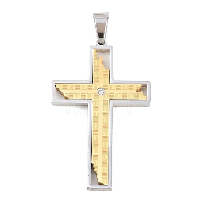 304 Stainless Steel Rhinestone Pendants STAS-B137-06GP-1