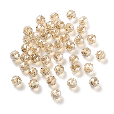 Electroplate Round Glass Beads  EGLA-A043-01-PL02-1