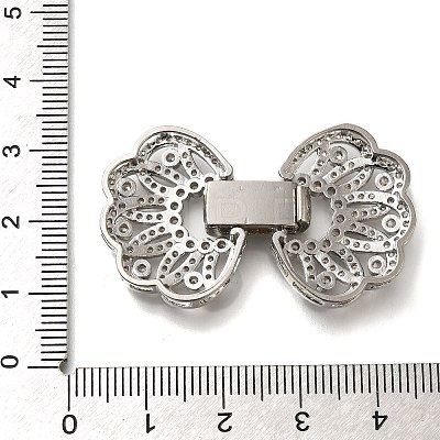 Rack Plating Flower Brass Micro Pave Clear Cubic Zirconia Fold Over Clasps KK-H512-06P-1