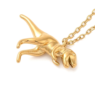 Dinosaur Brass Pendant Necklaces NJEW-B114-01G-03-1