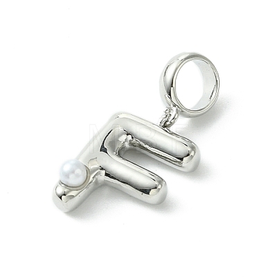 Rack Plating Brass with ABS Plastic Pearl European Dangle Charms KK-G501-02F-P-1