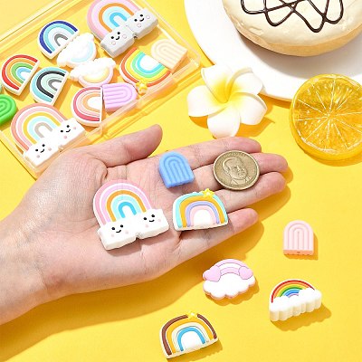 20Pcs 20 Styles Rainbow Food Grade Eco-Friendly Silicone Focal Beads SIL-CJ0001-78-1