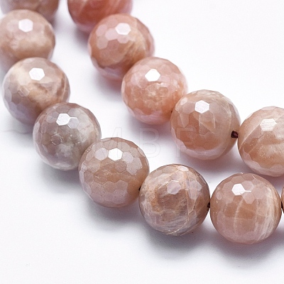 Electroplate Natural Sunstone Beads Strands G-K256-17-12mm-1