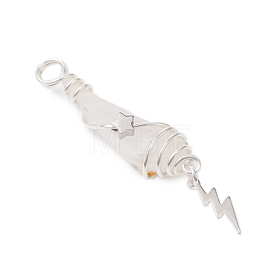 3Pcs 3 Styles Electroplated Natural Quartz Crystal Nuggets Copper Wire Wrapped Pendants PALLOY-JF03128-01-1