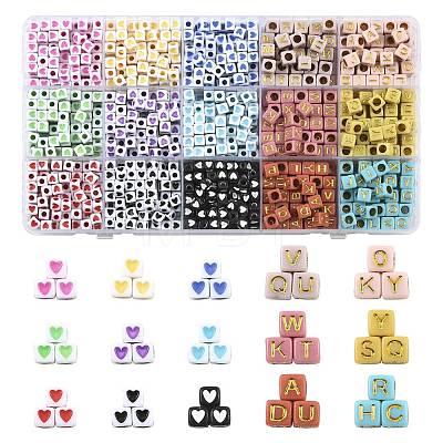 1440Pcs 15 Colors Opaque Acrylic Beads OACR-FS0002-80-1