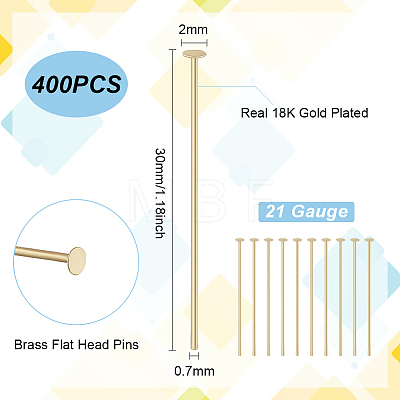 BENECREAT 4 Bags Brass Flat Head Pins FIND-BC0005-21G-1