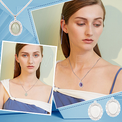 DIY Natural Mixed Stone Oval Pendant Necklace Making Kit DIY-UN0003-11-1