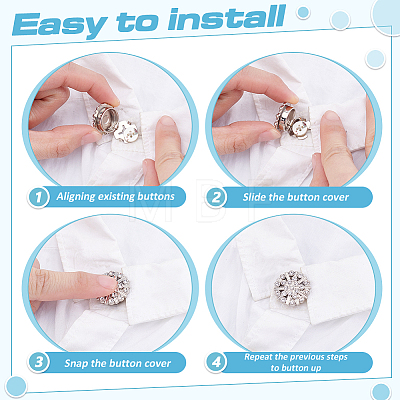 6Pcs Alloy Rhinestone Cufflinks BUTT-ME0001-33-1