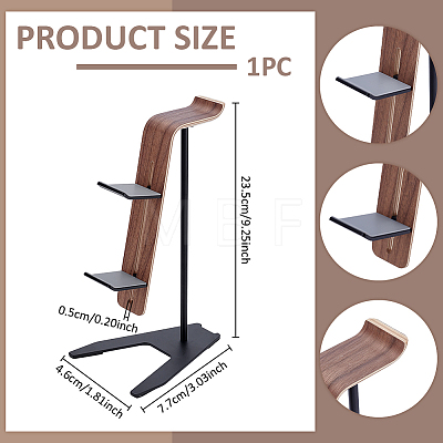 Aluminum Alloy Headset Display Riser Stands with Wood Support ODIS-WH0007-85-1