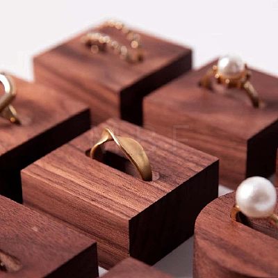 Fingerinspire 4 Pcs 4 Styles Black Walnut Ring Displays RDIS-FG0001-15-1