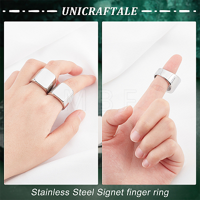 Unicraftale 3Pcs 3 Size 304 Stainless Steel Rectangle Signet Finger Rings RJEW-UN0001-26P-1