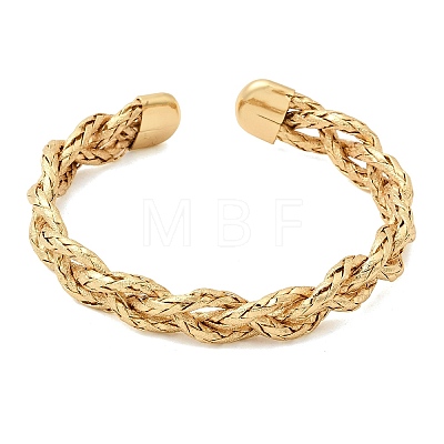 Brass Braided Rope Cuff Bangles for Women KK-CBACA61-01G-1