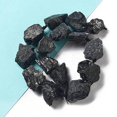 Raw Rough Natural Black Tourmaline Beads Strands G-J388-A12-01-1