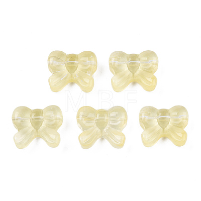 Transparent Spray Painted Glass Beads GLAA-N035-025-C07-1