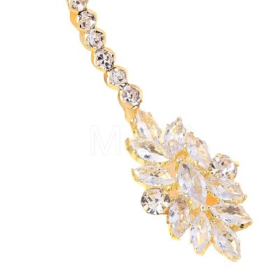 Brass Pave Clear Cubic Zirconia and Crystal Rhinestone Flower Pendant Choker Necklaces for Women WG748D8-02-1
