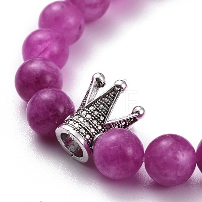 Dyed Natural Chalcedony Round Beads Stretch Bracelets Set for Girl Women BJEW-JB07058-1