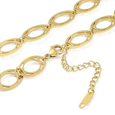 Ion Plating(IP) 304 Stainless Steel Oval Link Chain Necklaces for Women NJEW-K276-04A-G-1