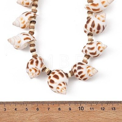 Ocean Natural Spiral Shell & Coconut Beaded Necklaces NJEW-JN06303-1