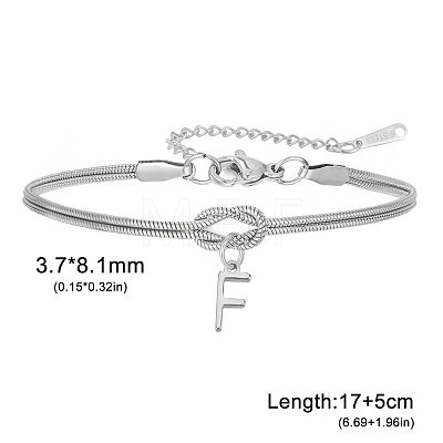 304 Stainless Steel Initial Charm Bracelets FS-WGD8E41-17-1