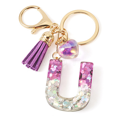 Alloy Resin Heart Keychains KEYC-TADJ0002-01G-U-1
