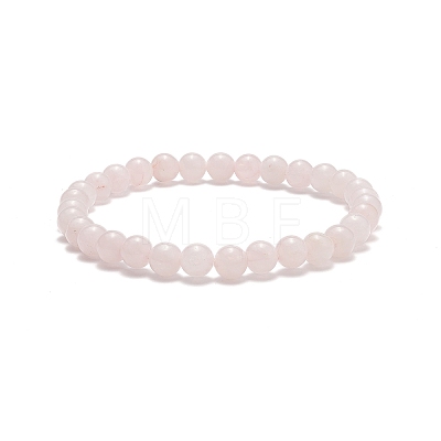 5Pcs 5 Style Natural Rose Quartz & Brass Beaded Stretch Bracelets Set BJEW-JB08870-02-1