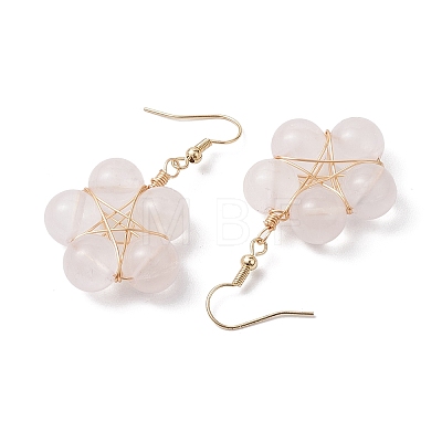 Rose Quartz Dangle Earrings EJEW-JE05918-1