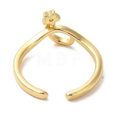 Star Rack Plating Brass Open Cuff Finger Rings for Women RJEW-L123-012G-1