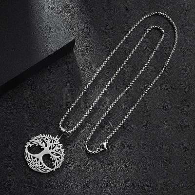 201 Stainless Steel Pendant Necklaces for Man NJEW-Q336-04C-P-1