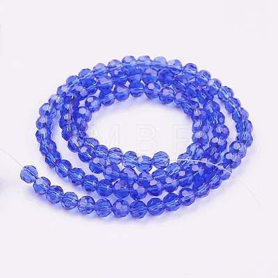 Faceted(32 Facets) Round Glass Beads Strands X-EGLA-J042-4mm-02-1