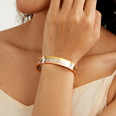 3Pcs Christmas Stainless Steel Hinged Bangles Set FR7657-1