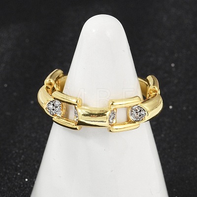 Brass Micro Pave Cubic Zirconia Open Cuff Ring for Women RJEW-F177-03GP-09-1