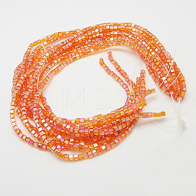 Electroplate Glass Beads Strands EGLA-D018-8x8mm-51-1