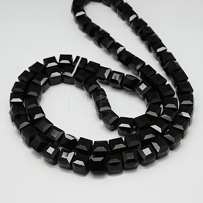 Faceted Cube Shaped Crystal Glass Beads Strands X-GLAA-F008-F02-1