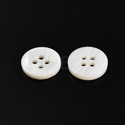 Natural 4-Hole Freshwater Shell Buttons BUTT-T011-01A-1-1