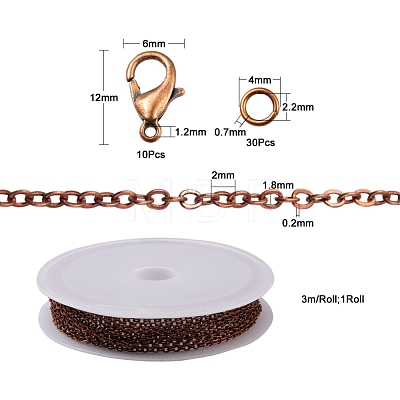 DIY 3m Brass Cable Chain Jewelry Making Kit DIY-YW0005-75R-1